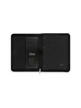 FILOFAX | Mikrofaser Folio mit Reißverschluss und Taschenrechner Schwarz | 
